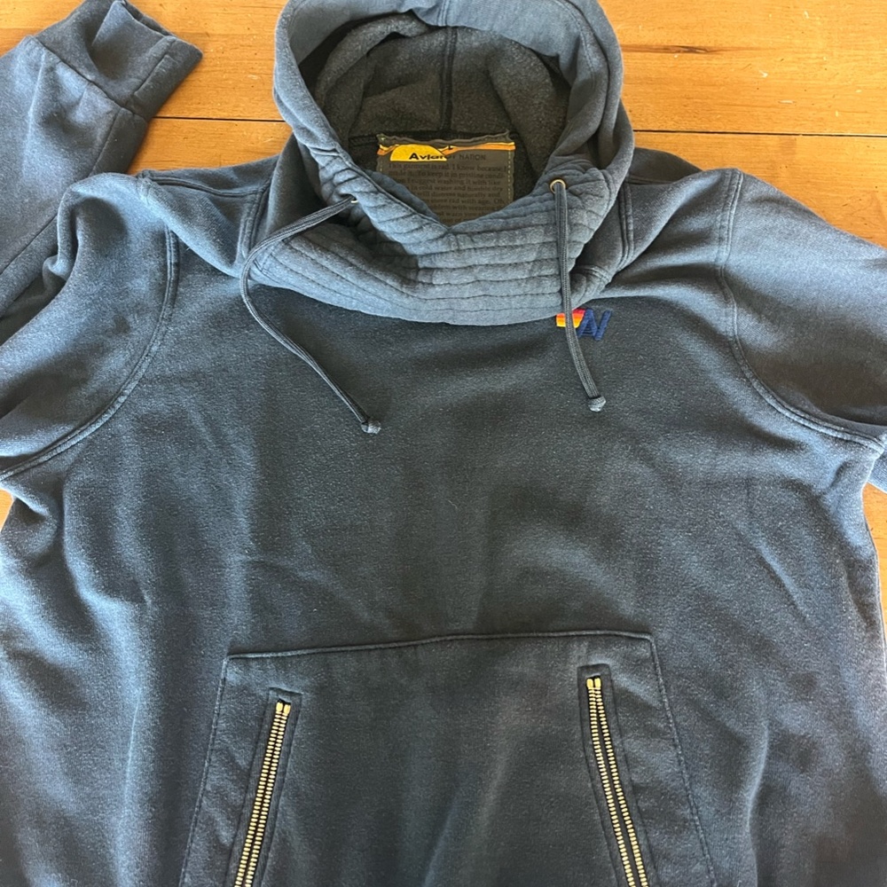 Women's Aviator Nation Ninja Pullover Hoodie in Charcoal Gray (L)